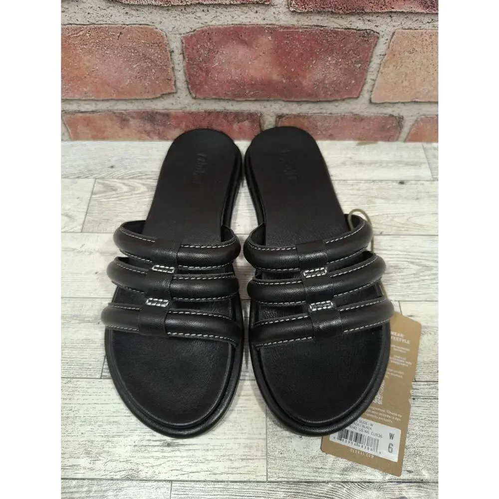 Olukai Tiare Slide Sandal Women's Size 6 Black Leather Strappy New With Tag - Picture 4 of 8